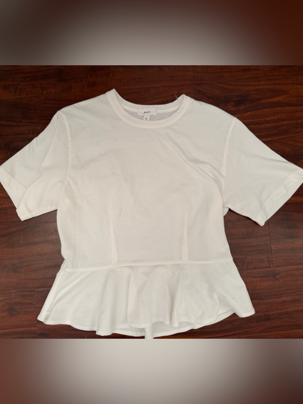 A.L.C White T-shirt Pleated Bottom -100% Supima Cotton
